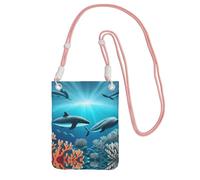 QHZLY Whales under the sea Sac à bandoulière pour téléphone portable avec sangle réglable pour femme - Tendance, pratique, rose, Taille unique