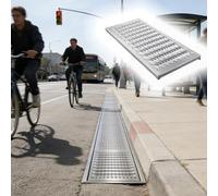 QHZYMX Canal de Drainage Ground Grates for Water Drainage, Sidewalk/Driveway/Horse Tank/Yard Sink Drain Cover with Non-Slip Dots, 304 Steel Open Channel Drains Covers Panel(22.8x15.7x1in/58x40X2.5cm)