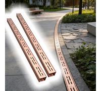 QHZYMX Canal de Drainage Lot De 2 Caniveaux Drainage Pluvial Et D'allée, Système Extérieur pour Cour/terrasse, Évacuation des Eaux Pluviales avec Grille en Acier(Gold,100x10X5cm/39.4x3.9x2in)