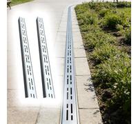 QHZYMX Canal de Drainage Lot De 2 Caniveaux Drainage Pluvial Et D'allée, Système Extérieur pour Cour/terrasse, Évacuation des Eaux Pluviales avec Grille en Acier(Silver,100x20X5cm/39.4x7.9x2in)