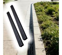 QHZYMX Canal de Drainage Lot De 2 Caniveaux Drainage Pluvial Et D'allée, Système Extérieur pour Cour/terrasse, Évacuation des Eaux Pluviales avec Grille en Acier(Black,100x5X3cm/39.4x2x1.2in)