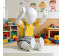 QHZYMX Mannequins Corps Entier Torse Mannequin Petit Enfant La Couture, Mannequins Complets Tout-Petits Blancs avec Base en Métal, D'affichage Robe Commerciale(Typle 1)