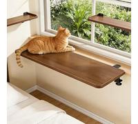 QHZYMX Rallonge de Rebord de fenêtre Support pour Plantes Et Extension Rebord De Fenêtre en Noyer - Fixation sans Perçage - Support Robuste Et Plateforme pour Animaux Compagnie(1 pcs,31x10in/80x25cm)