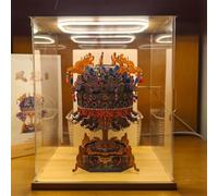 QHZYMX Vitrine en Acrylique Transparent avec Éclairage LED, Boîtes De Rangement Empilables pour Balles, Cartes, Souvenirs Et Cadeaux, Protection Anti-poussière(25x25x60cm/10x10x24in)