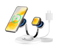 Qi Chargeur magnétique sans fil : chargeur Qi2 pour iPhone 17 16e 16 15 14 13 12 Pro Max et AirPods 4 3 2 Pro - Bureau à domicile, table de nuit, blanc perle