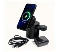 Qi2.2 Station de charge sans fil 3 en 1 pour Apple, chargeur magnétique rapide de 25 W pour iPhone 17/16/15/14/13/12, Apple Watch et AirPods, support de bureau en alliage de zinc et ABS avec