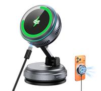 Qi2.2 Support de voiture magnétique pour voiture 【Charge rapide 25 W + refroidissement glacial】 Support de chargeur rapide sans fil rotatif à 360° avec ventilateur de refroidissement/lumière LED