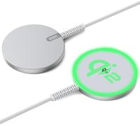 Qi2 Magsafe Charger, Iphone Charger, Wireless Charger Compatible With Iphone 15/14/13/12 Series, Airpods 4/Airpods Pro, Powerful Magnetic Charger With A/C Cable, Silver