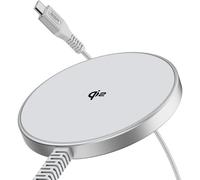 Qi2 Magsafe Wireless Charger 15W for Apple 16/16 Plus/16 Pro/16 Pro Max/15/14/13, Airpods 4, Magnetic Charger with A/C Cable, Silver