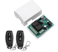 QIACHIP Commutateur de télécommande DC 12V 24V 30V sans Fil 433Mhz RF 10A 2 canaux interrupteur récepteur de Relais avec 2 émetteurs, pour Moteur, lumière,contrôleur de Bricolage