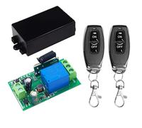 QIACHIP Commutateur De Télécommande Radio Interrupteur 433MHz 220V Module récepteur Relais sans Fil 1 Canal avec 2 émetteurs,Contact Sec pour Porte de Garage, éclairage, motorisation de Portail