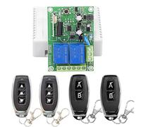 QIACHIP Commutateur de télécommande sans fil récepteur Contacts sec relais avec 4 émetteurs 433Mhz rf 2 canaux AC 220V 230V pour moteur, lumière, porte de portail, contrôleur de bricolage