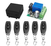 QIACHIP Interrupteur de télécommande sans fil 433 MHz, DC 5 V/12 V/24 V, module récepteur 1 canal avec 5 émetteurs, bouton sans potentiel pour porte de garage, lumières, entraînement de portail