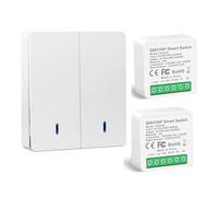 QIACHIP Interrupteur d'éclairage sans fil,2.4G Anti-interférence,Récepteur 16A 3000W,Émetteur Radio mural,Contrôle Télécommandé,Interrupteur APP