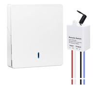 QIACHIP Interrupteur sans Fil RF 433 MHz - Kit Émetteur Mural + Récepteur Relais 10 A, Portée 25 m,1500 W Max, Compatible Lampes LED/CFL