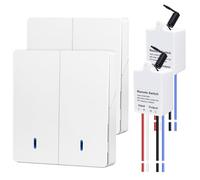 QIACHIP Interrupteur sans fil RF 433 MHz pour lumière, kit émetteur mural récepteur relais 10 A 1500 W, portée 20 m, compatible LED CFL