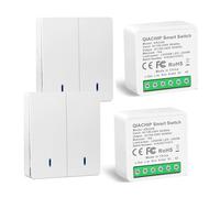 QIACHIP Kit Interrupteur Sans Fil 220V,2.4G Anti-interférence,16A 3000W,2 Émetteur Récepteur Radio mural,Contrôle Télécommandé,Interrupteur APP,pour d'éclairage domestique