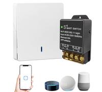 QIACHIP Relais Interrupteur WiFi Intelligent 30A 220V/230V, Télécommande par App Ewelink, Contrôle Vocal Compatible Alexa & Google Home, pour Appareils Haute puissants comme Chauffe-Eau & Chauffages