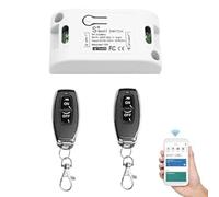 QIACHIP Tuya Interrupteur Intelligent WIFI sans fil,Module Relais avec 2 Télécommandes RF 433 MHz, compatible avec Alexa/Google Home
