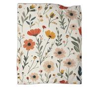 QIACVYDKZ Couverture Polaire Imprimée Botanique Floral pour Enfants Et Adultes, Flanelle Douce Et Chaude, Confortable Et Respirante, Feuilles Fleurs Couverture Polaire. 50x60inch(127x152cm)
