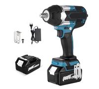 QIAKEFE hoc Sans Fil Couple Maxi 1800N.m, 3 Vitesses, Boulonneuse à Choc Électrique 1/2", 21V Batterie 3000mAh Li-Ion avec Chargeur Rapide, Lampe de Travail LED,pour Travaux Lourds
