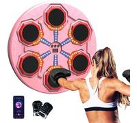 QIAKEFE Machine à Boxe Musicale, Appareil de Boxe Murale Intelligente, Machine De Boxe avec Connexion Bluetooth Intelligente pour Entraînement Enfants/Adultes à la Maison (Couleur Rose)