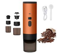 QIAKEFE Machine a Cafe Portable,3 En 1 CafetièRe Portable,12V Rechargeable Expresso CafetièRe,90ML RéServoir D'Eau,Compatible Capsules et Café Moulu,pour Bureau Camping et Voiture (Orange)