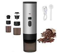QIAKEFE Machine a Cafe Portable,3 En 1 CafetièRe Portable,12V Rechargeable Expresso CafetièRe,90ML RéServoir D'Eau,Compatible Capsules et Café Moulu,pour Bureau Camping et Voiture (Gris)