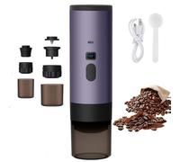 QIAKEFE Machine a Cafe Portable,3 En 1 CafetièRe Portable,12V Rechargeable Expresso CafetièRe,90ML RéServoir D'Eau,Compatible Capsules et Café Moulu,pour Bureau Camping et Voiture (Violette)
