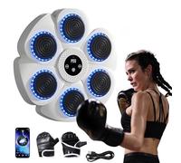 QIAKEFE Machine de Boxe Musicale,Machine de Boxe avec Connexion Bluetooth Intelligente,9 Vitesses Music Boxing Machine,Comptage Auto,Boxe Mural,Jeu De Boxe pour Enfant Adulte en Famill Gym (Blanc)