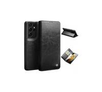 Qialino Classic compatible avec Samsung Galaxy S21 Ultra 5G, cuir noir