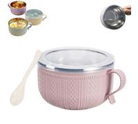 Qiamia 2026 New Set of 4 25-Oz Mug Meals with Lids, Mug Meals W Lid and Spoon, Microwaveable Stainless Steel Inner Liner & Christmas Bag and Card (Pink,1PCS)