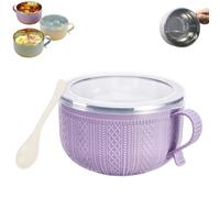 Qiamia 2026 New Set of 4 25-Oz Mug Meals with Lids, Mug Meals W Lid and Spoon, Microwaveable Stainless Steel Inner Liner & Christmas Bag and Card (Purple,1PCS)