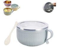 Qiamia 2026 New Set of 4 25-Oz Mug Meals with Lids, Mug Meals W Lid and Spoon, Microwaveable Stainless Steel Inner Liner & Christmas Bag and Card (Blue,1PCS)