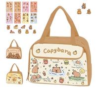 Qiamia Capybara Lunch Box, Waterproof Insulation Capybara Lunch Bag, Cute Cartoon Lunch Bag, Easy to Clean, With Capybaras Stickers (C)