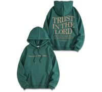 Qiamia Christian Sweatshirt with 50 PCS Bible Stickers, Jesus Hoodies for Women & Men, Trust in The Lord Graphic Hoodies (Green,M)