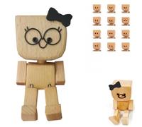 Qiamia Christmas Shaking Wooden Man Figurine, Shaking Feet Wooden Doll with 12 Magnetic Expressions, Christmas Car Decorations & Desk Decoration (Style C)