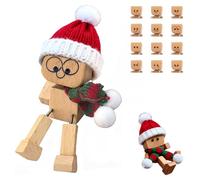 Qiamia Christmas Shaking Wooden Man Figurine, Shaking Feet Wooden Doll with 12 Magnetic Expressions, Christmas Car Decorations & Desk Decoration (Style B)