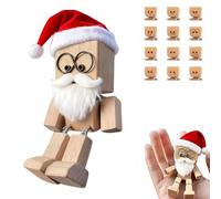 Qiamia Christmas Shaking Wooden Man Figurine, Shaking Feet Wooden Doll with 12 Magnetic Expressions, Christmas Car Decorations & Desk Decoration (Style A)