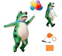 Qiamia Costume de grenouille gonflable pour adulte, avec pompe à air, facile à déplacer, avec trou d'observation, anti-collision (Green)