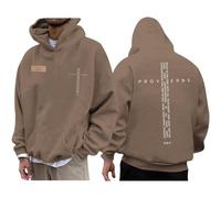 Qiamia Cross Hoodie with 50 PCS Bible Stickers, Bible Verse Hoodie Plus Size, Christian Sweatshirt Warm and Thickened (Brown,TTG)