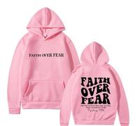 Qiamia Faith Over Fear Hoodie with 50 PCS Bible Stickers, Christian Hoodie for Men & Women, Oversized Hooded Sweatshirt for Women Men (Pink 02,M)