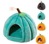 Qiamia Lit Grotte Citrouille pour Chat, Sac de Couchage imperméable en Forme de Citrouille, lit d'halloween avec Coussin Amovible, Chaud et antidérapant (Green,L)