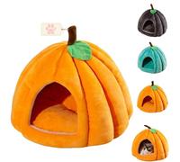 Qiamia Lit Grotte Citrouille pour Chat, Sac de Couchage imperméable en Forme de Citrouille, lit d'halloween avec Coussin Amovible, Chaud et antidérapant (Orange,XL)