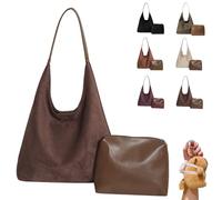 Qiamia Suede Shoulder Bag for Women, Suede Bag with Handbag, Hobo Tote Bags for Women with Capybara Pendant (Brown)
