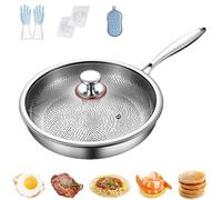 Qiamia Titanium Hammered Pan Pro, Durable, Scratch-Resistant Nonstick Frying Pan with Lid, It Won’t Stick to the Pan and Retains Nutrients, Making It Suitable for Kitchen Novices (With Lid,11in)