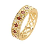 QIAMNI Alliance épaisse pour femme, bague empilable avec rubis pavé, bagues délicates, bagues faites à la main