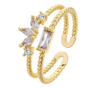 QIAMNI Bague double bande torsadée zircon style marquise cristal femme minimaliste empilable bague cadeau amitié