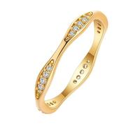 QIAMNI Bague double vague plaquée or avec zircon pavé, bijoux de fiançailles empilables pour elle