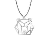 QIAMNI Collier avec pendentif creux en forme de tête d'ours en acier inoxydable argenté et doré pour homme et femme, Acier inoxydable